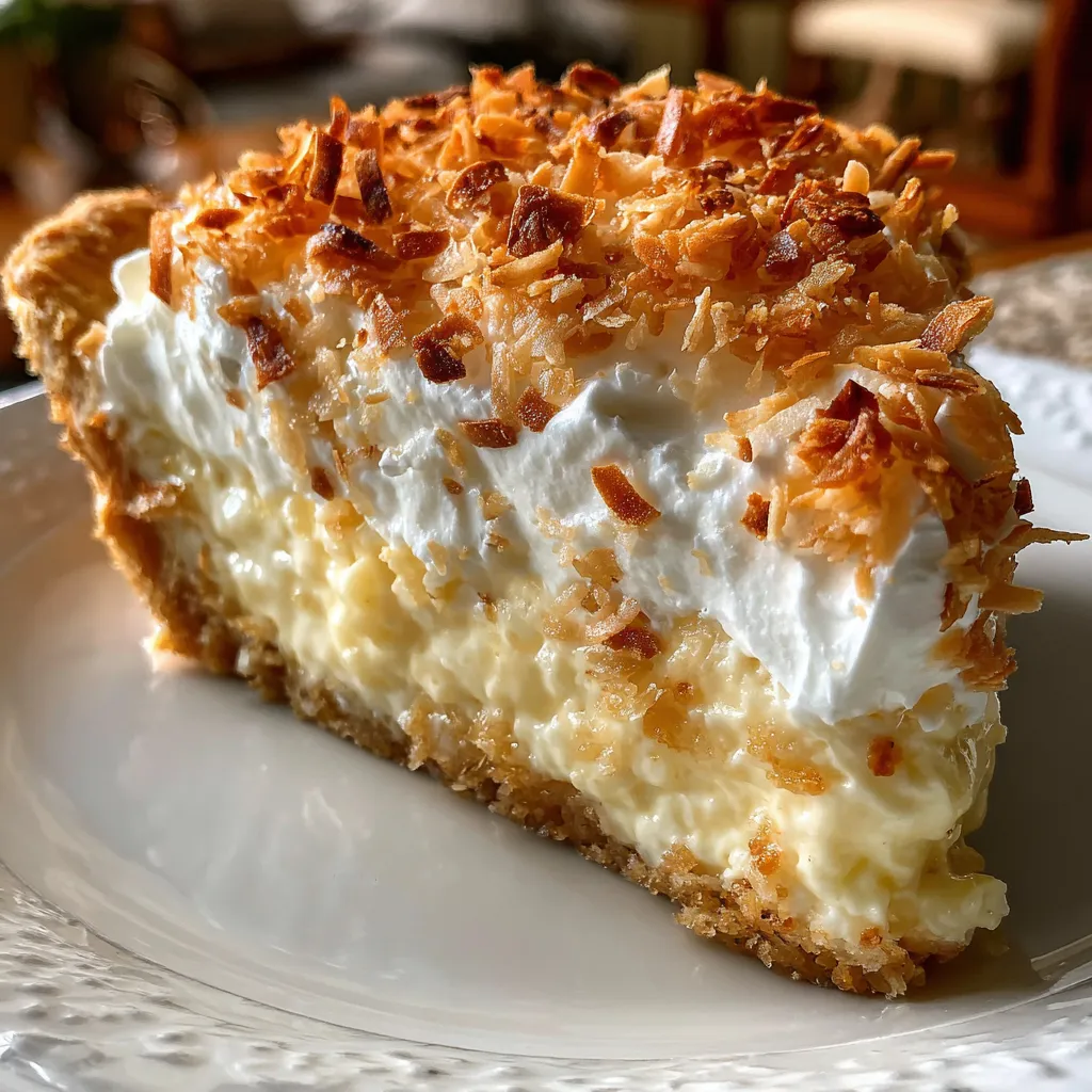 Grandma's Classic Coconut Cream Pie with Toasted Coconut and Flaky Crust - secondary view
