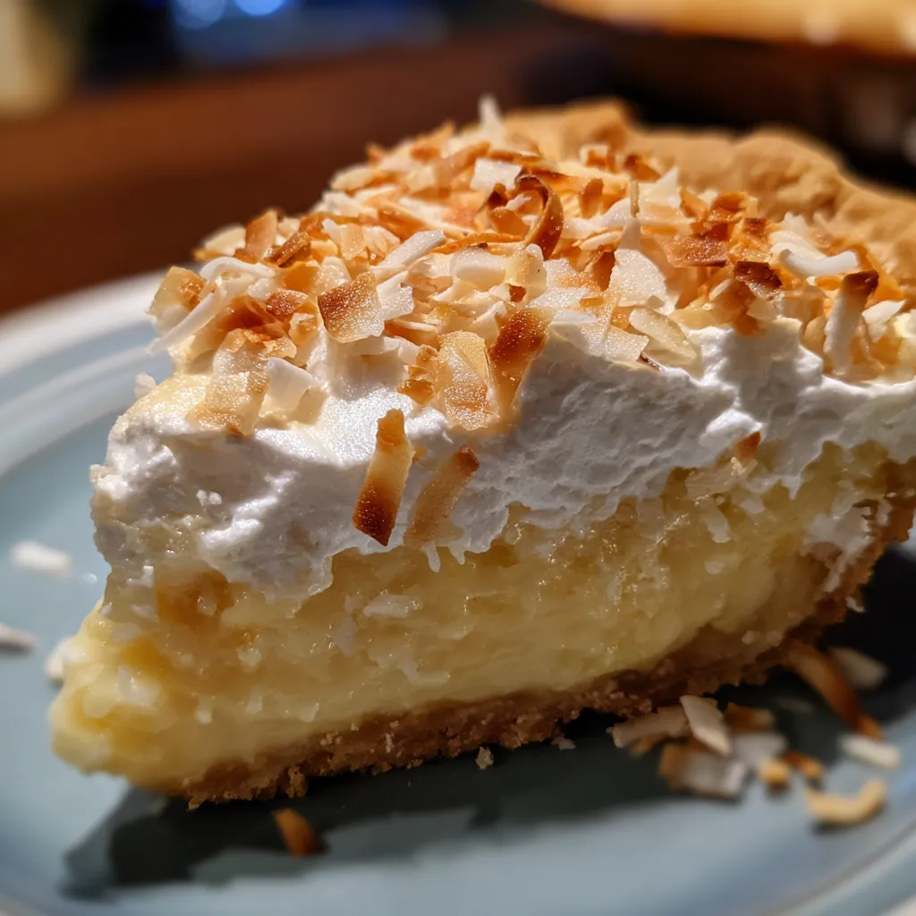Grandma's Classic Coconut Cream Pie with Toasted Coconut and Flaky Crust - tertiary view