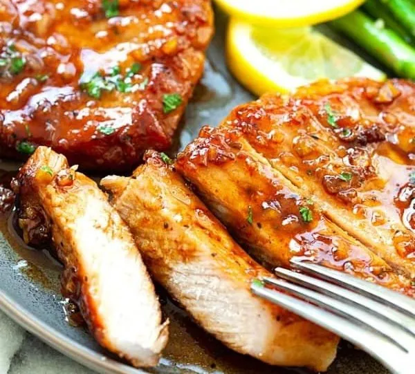 Succulent Honey Garlic Glazed Pork Chops with Caramelized Sweet Sauce - main view