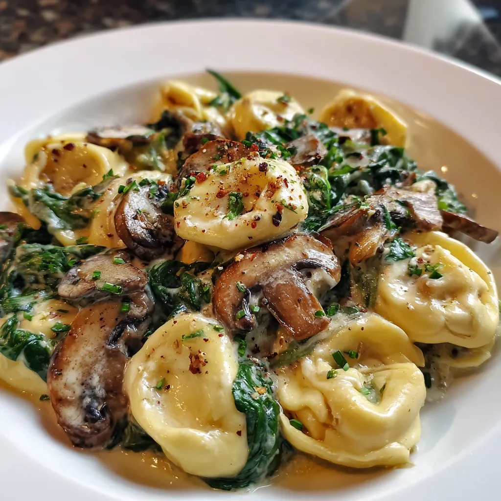 Creamy Tortellini with Spinach and Mushrooms - Restaurant-Quality Italian Comfort Pasta - secondary view