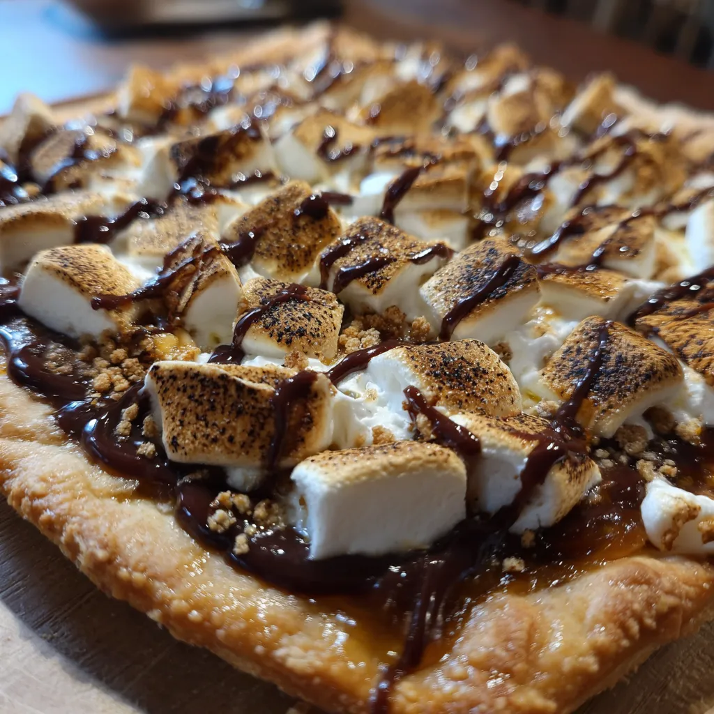 Sweet S'mores Pizza with Chocolate, Marshmallows, and Graham Cracker Crust - tertiary view