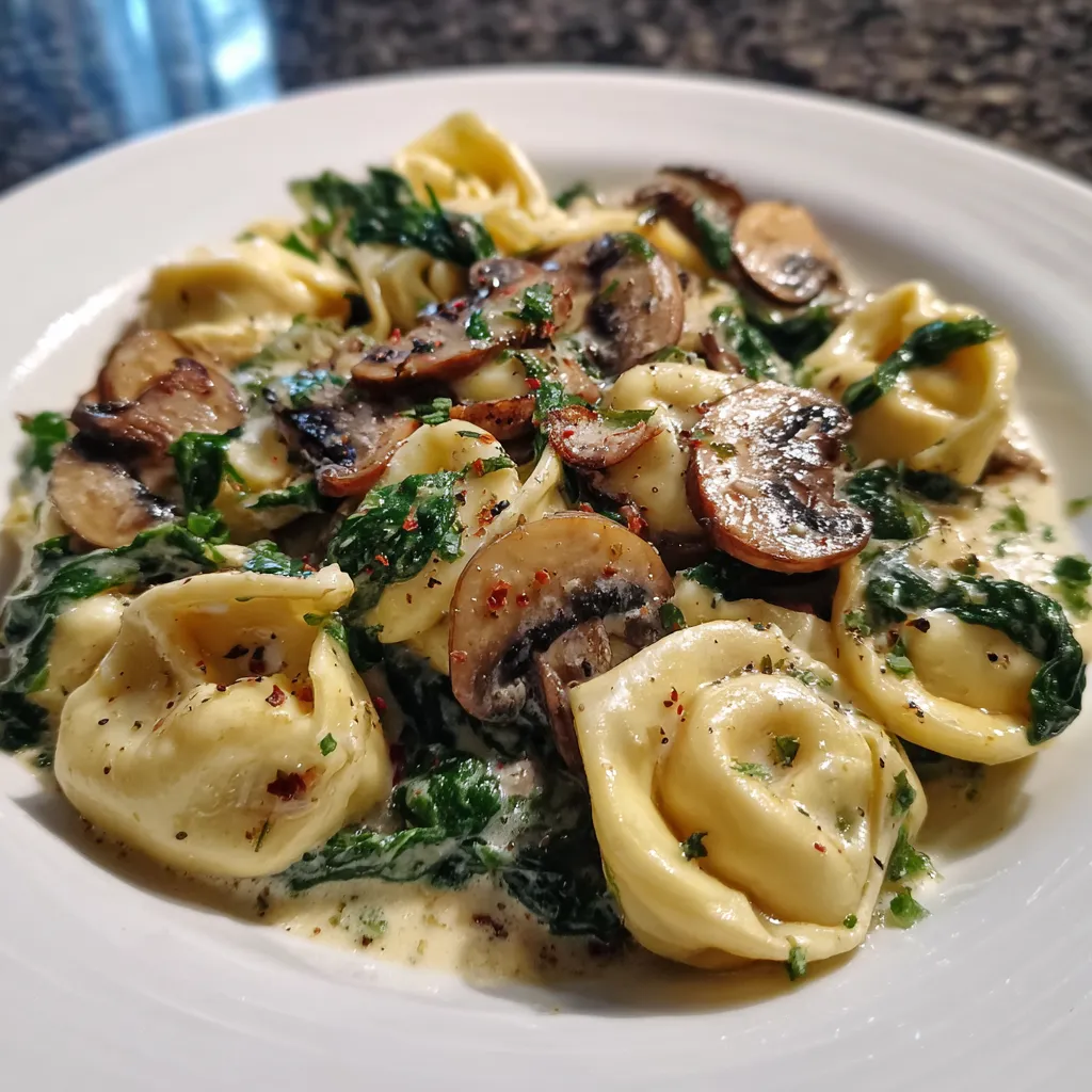 Creamy Tortellini with Spinach and Mushrooms - Restaurant-Quality Italian Comfort Pasta - tertiary view