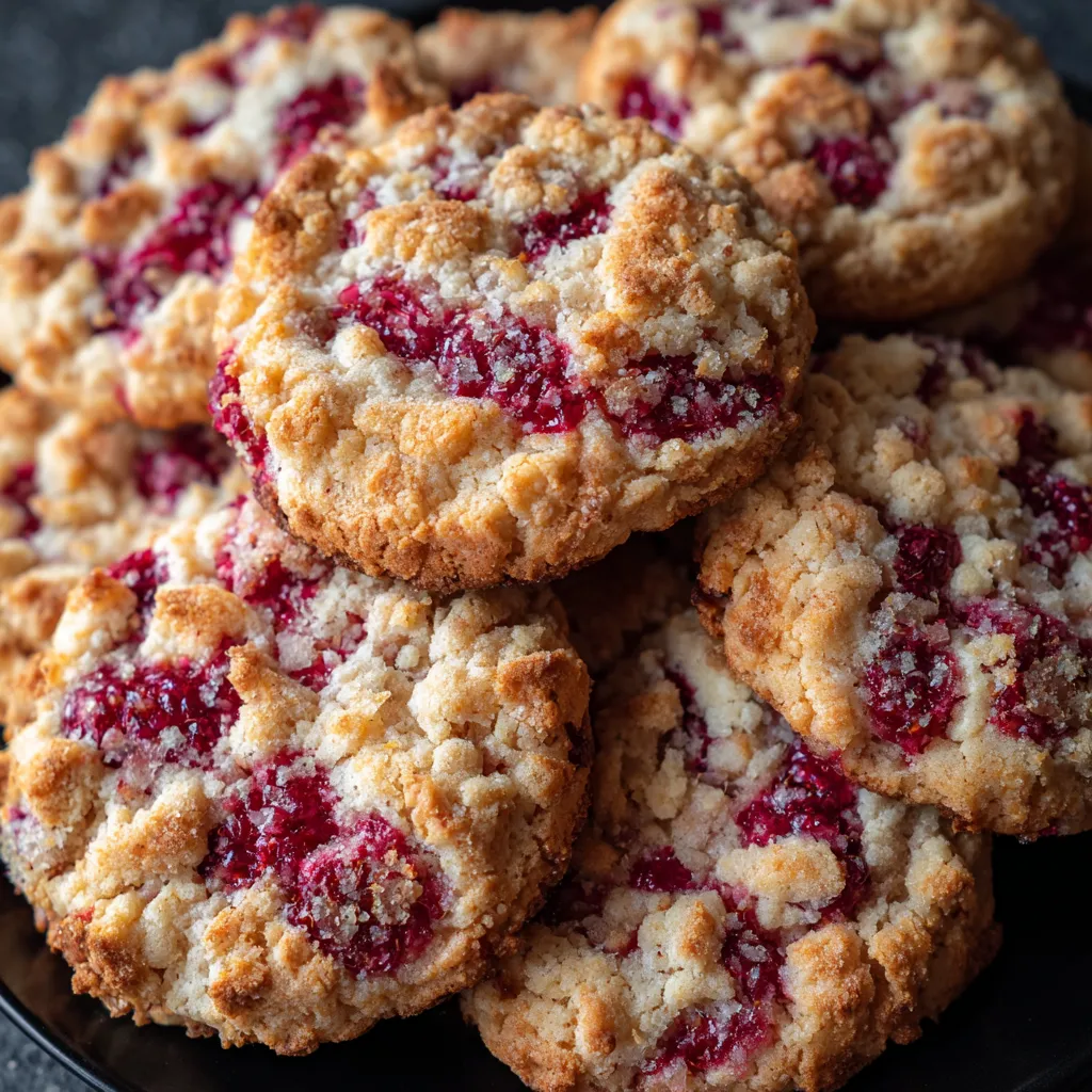 Copycat Costco Raspberry Crumble Cookies - Bakery-Style Treats with Jammy Fruit Filling - main view