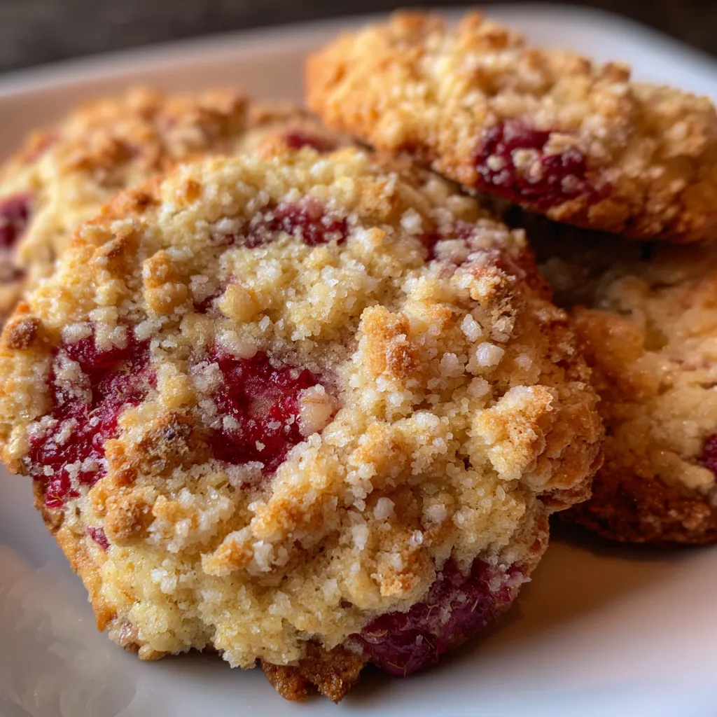 Copycat Costco Raspberry Crumble Cookies - Bakery-Style Treats with Jammy Fruit Filling - tertiary view