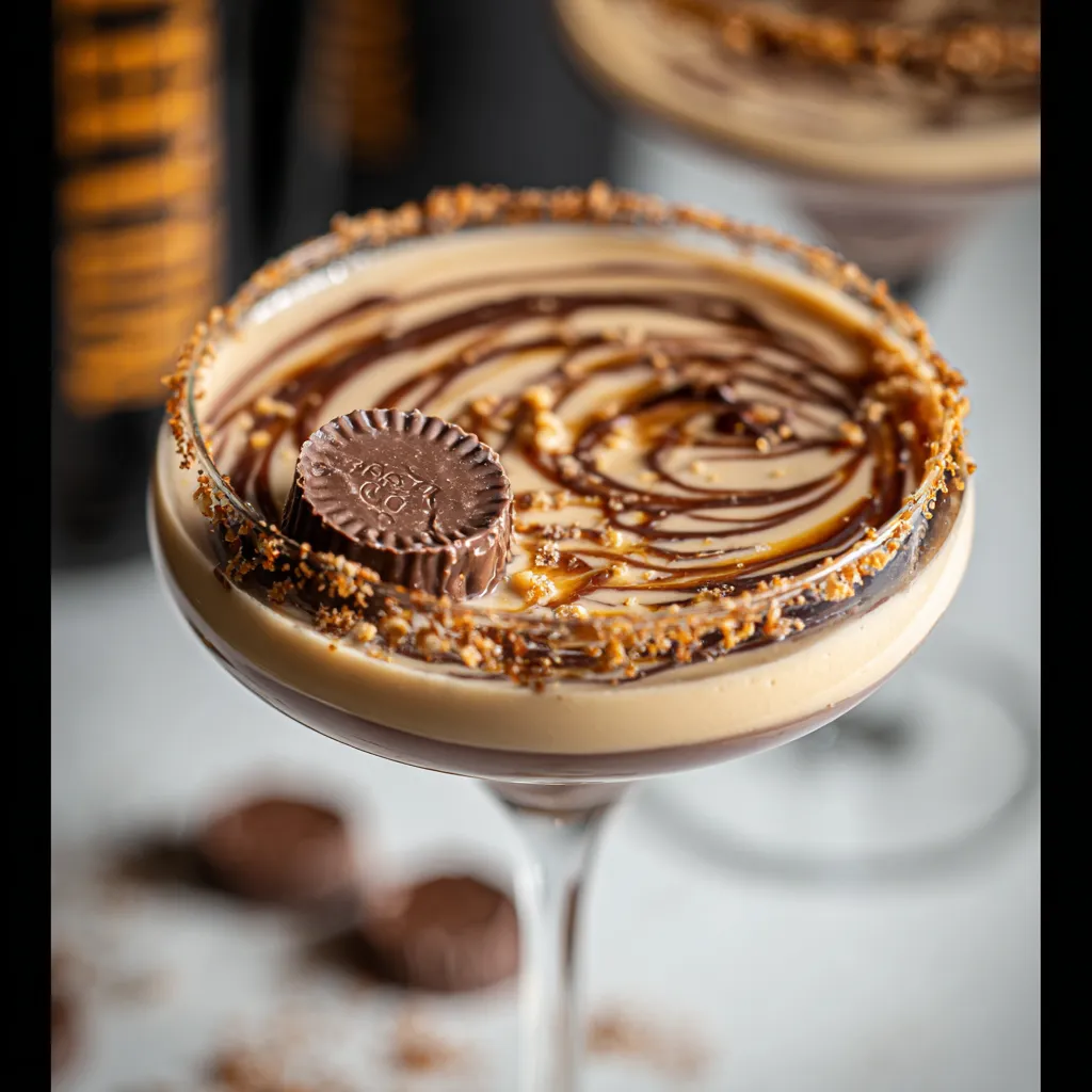 Decadent Peanut Butter Cup Martini with Chocolate Drizzle and Candy Rim - tertiary view