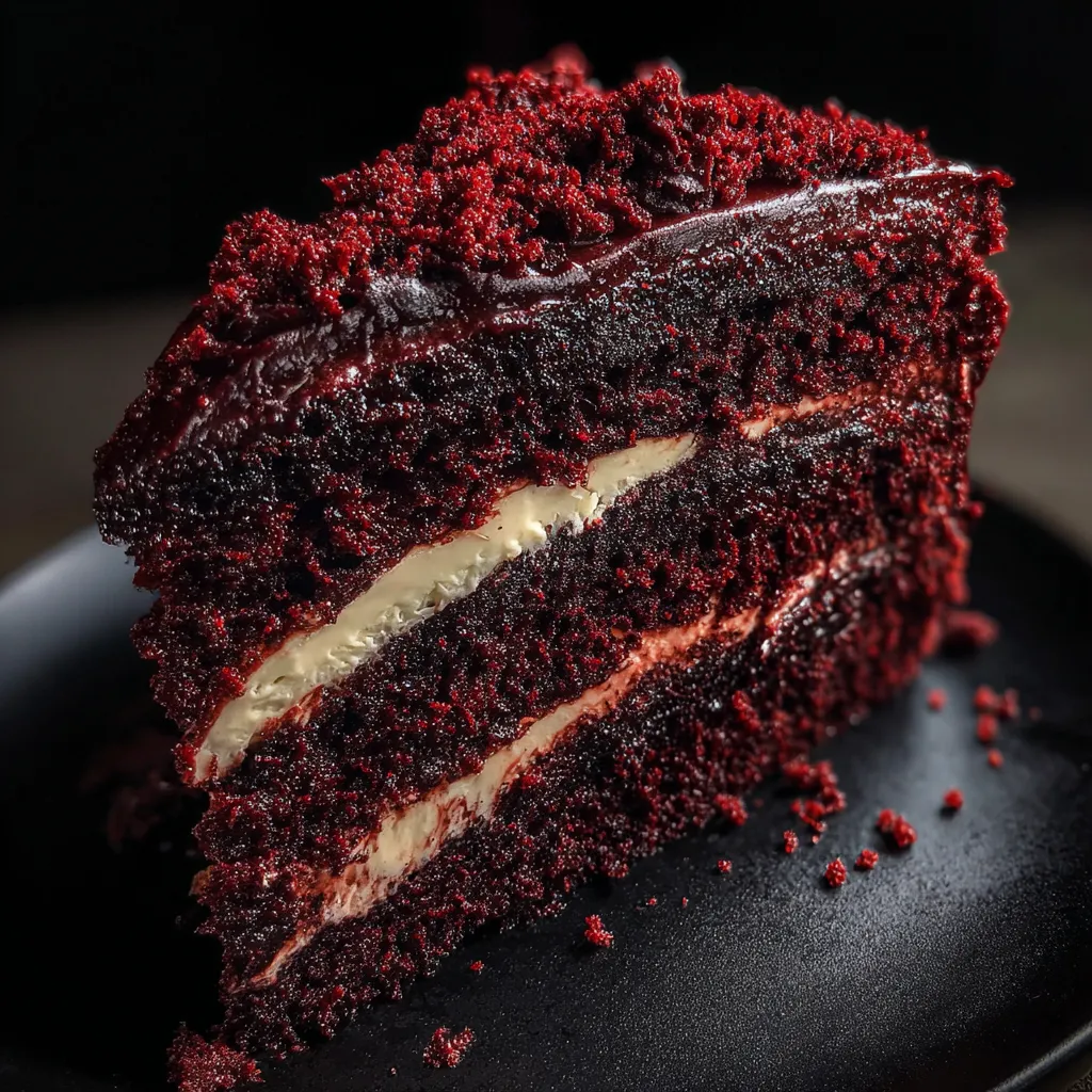 Ultimate Black Velvet Cake with Rich Chocolate Ganache and Dark Cocoa Layers - main view