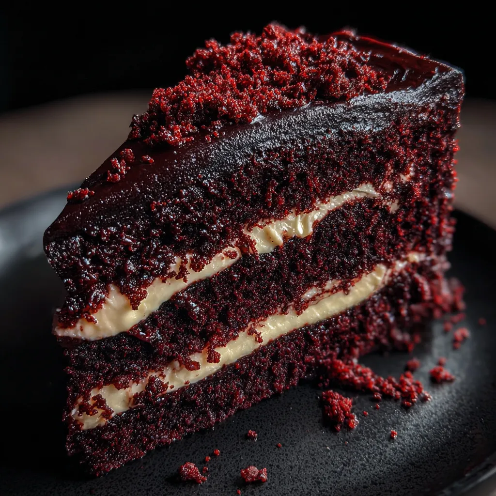 Ultimate Black Velvet Cake with Rich Chocolate Ganache and Dark Cocoa Layers - secondary view