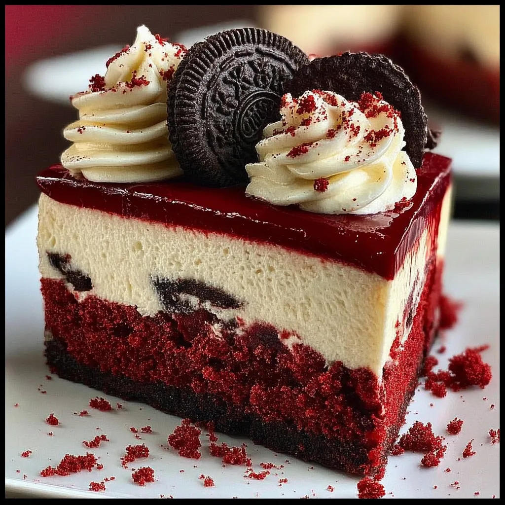 The Ultimate Red Velvet Oreo Cheesecake with Cream Cheese Frosting and Cookie Crumble - secondary view