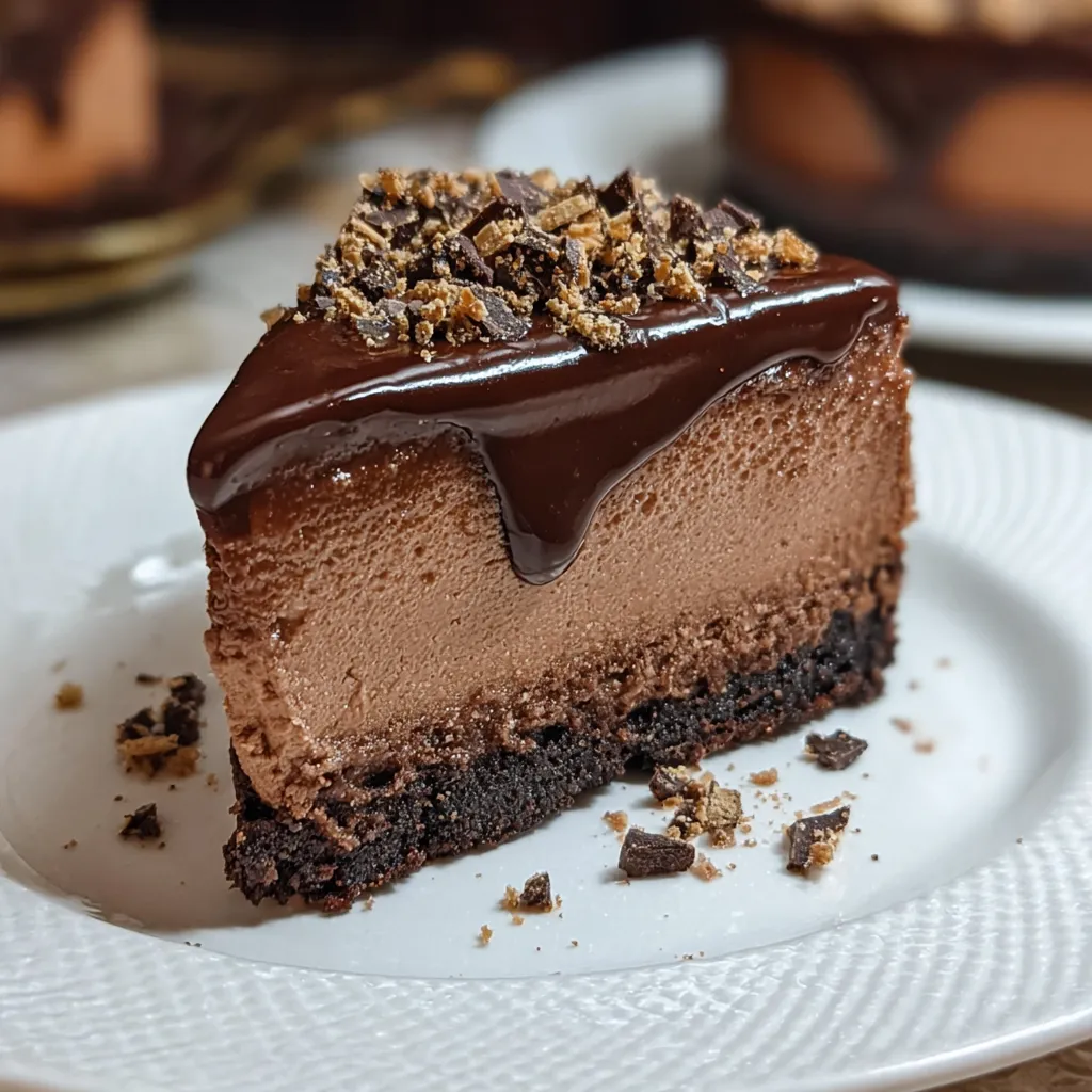 Ultimate Chocolate Cheesecake Mousse with Rich Ganache and Oreo Crust - secondary view