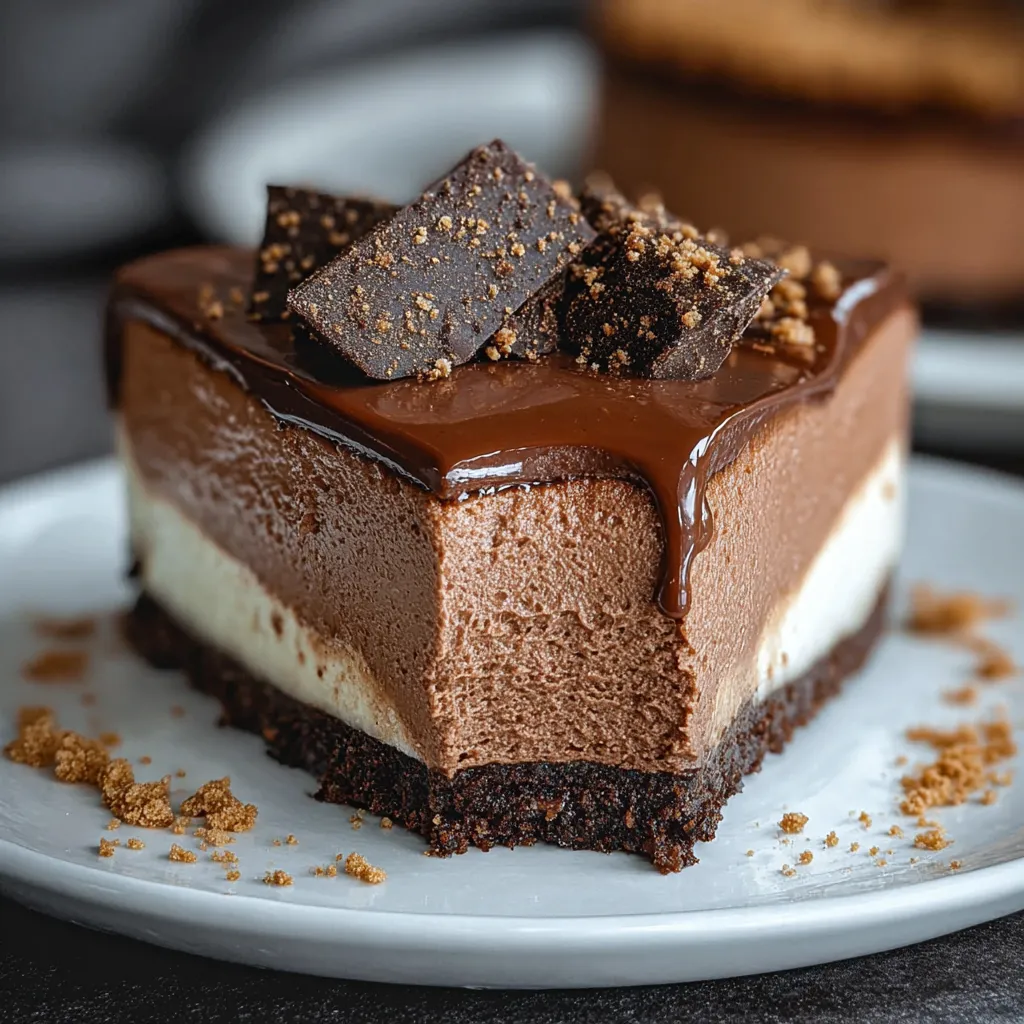 Ultimate Chocolate Cheesecake Mousse with Rich Ganache and Oreo Crust - main view