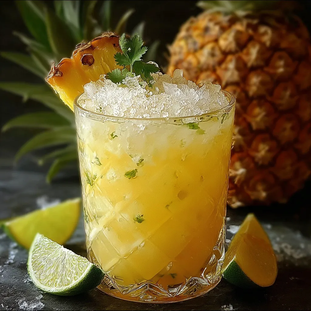 Refreshing Tropical Pineapple Coconut Cooler with Fresh Mint and Lime - secondary view