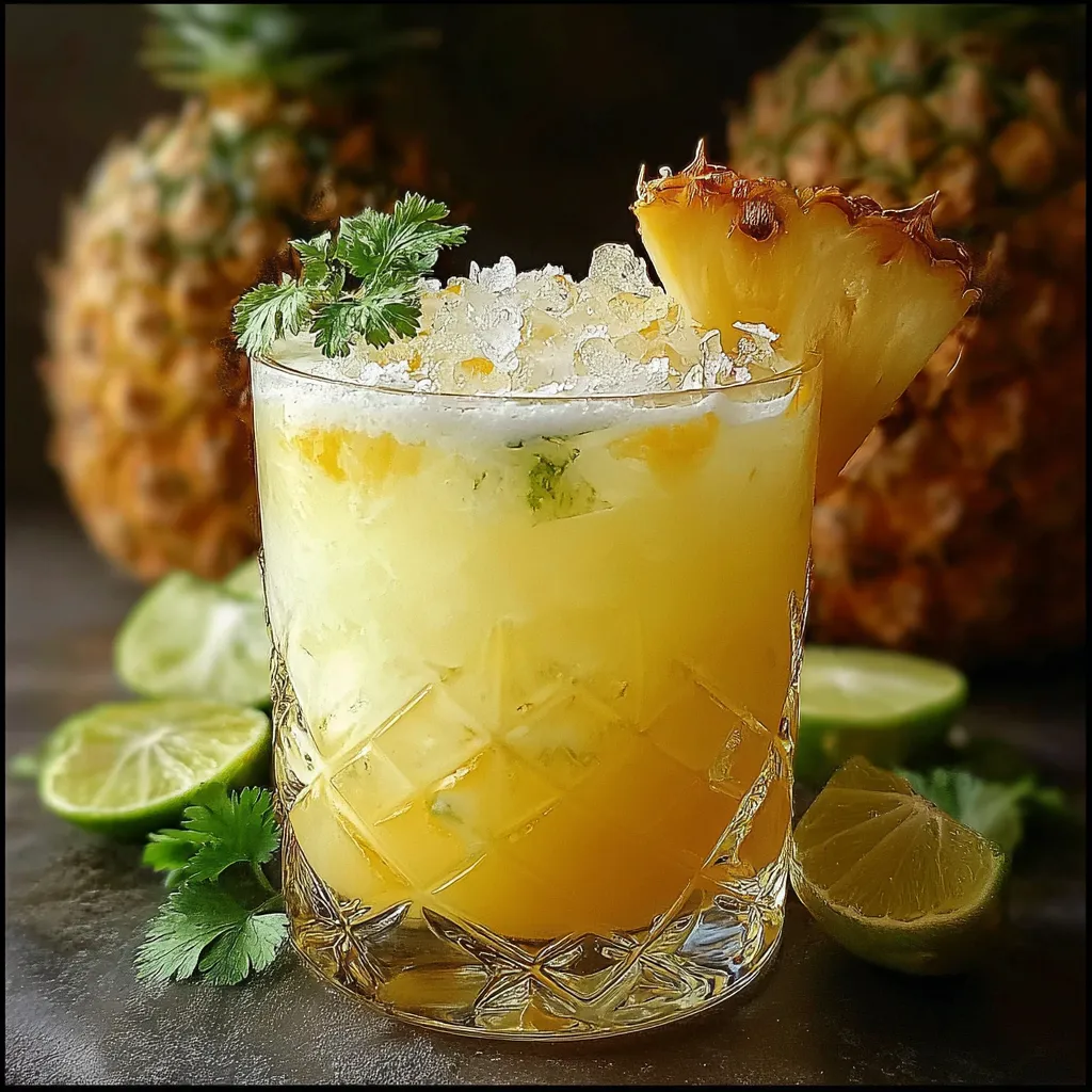 Refreshing Tropical Pineapple Coconut Cooler with Fresh Mint and Lime - tertiary view