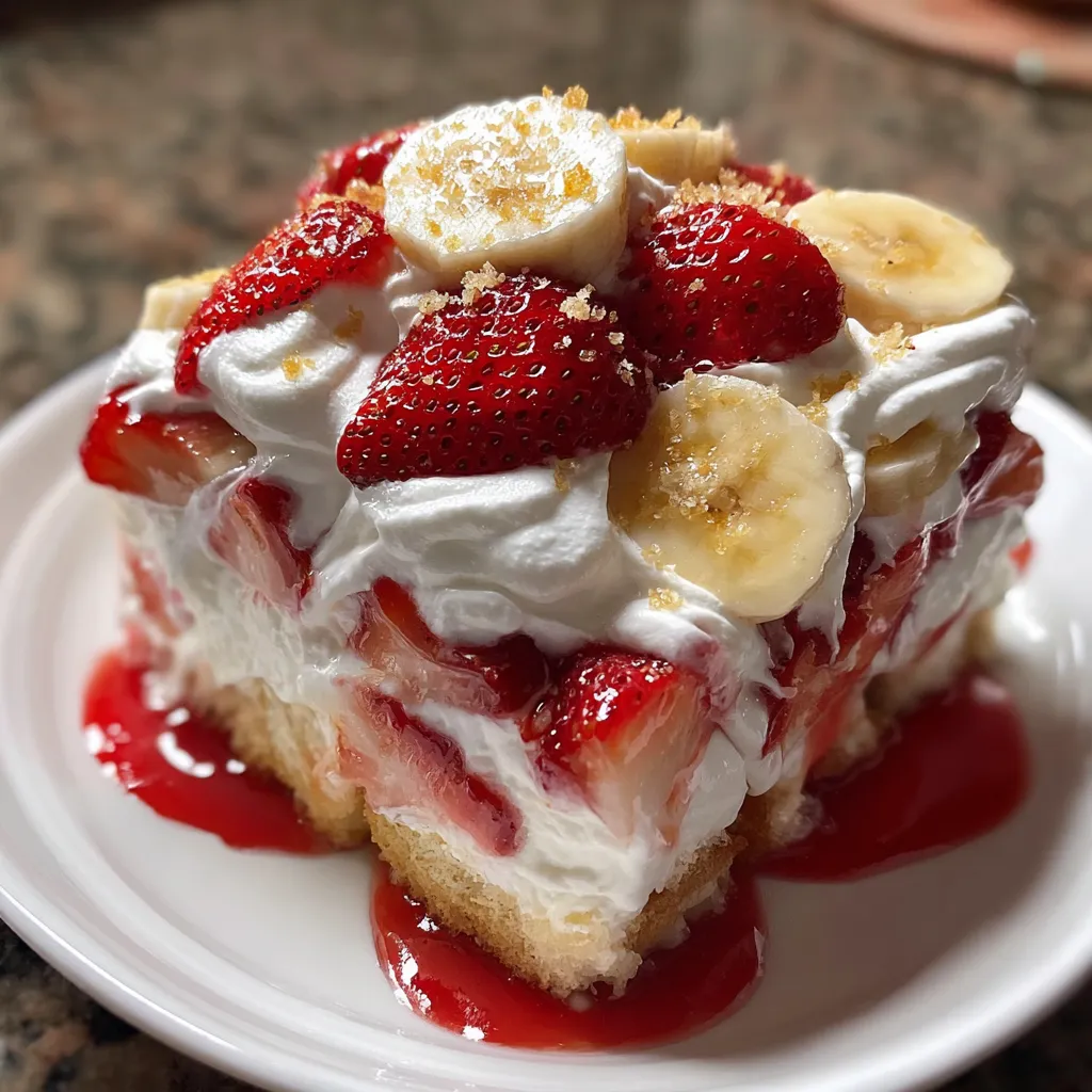 Strawberry Banana Pudding Dream with Vanilla Wafers and Whipped Cream - tertiary view