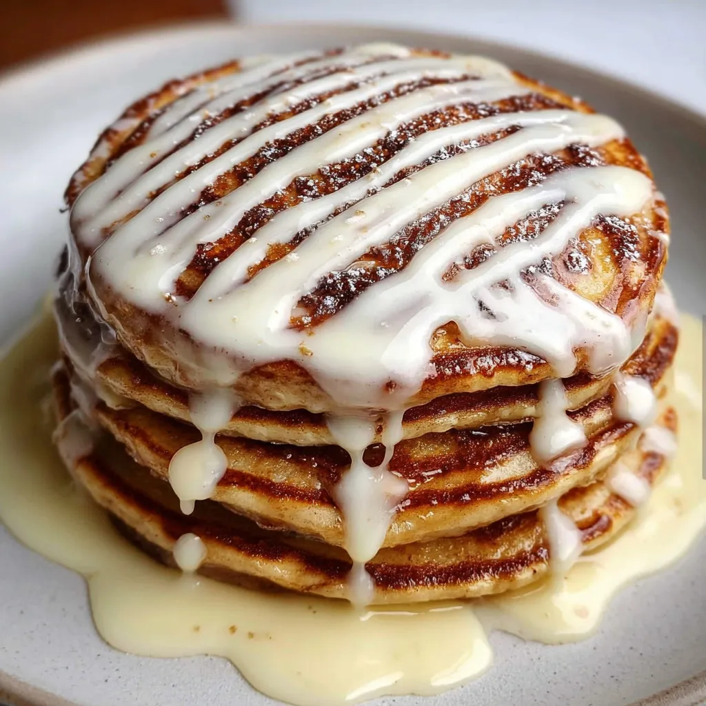 Ultimate Cinnamon Roll Pancakes with Cream Cheese Glaze and Cinnamon Swirl - tertiary view