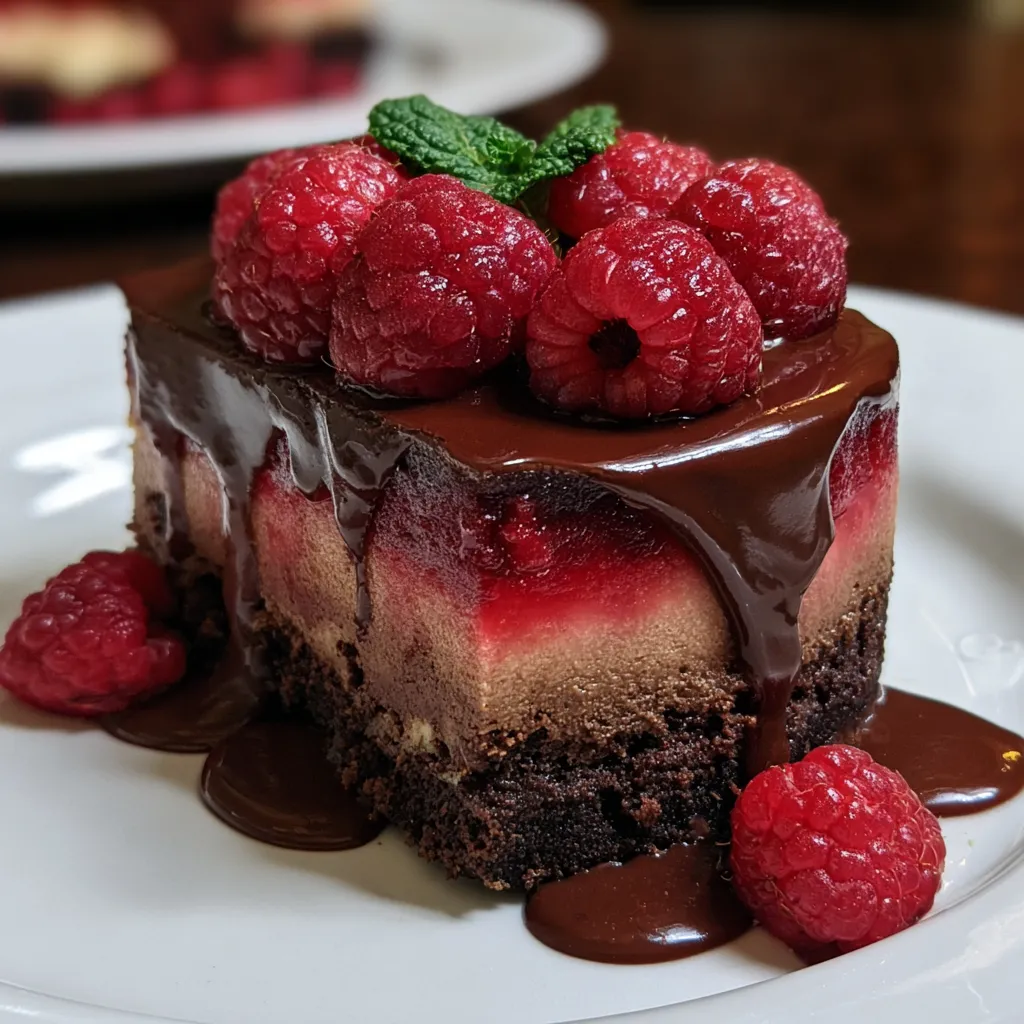 Dark Chocolate Raspberry Cheesecake - Rich, Creamy Dessert with Fresh Berry Swirl - main view