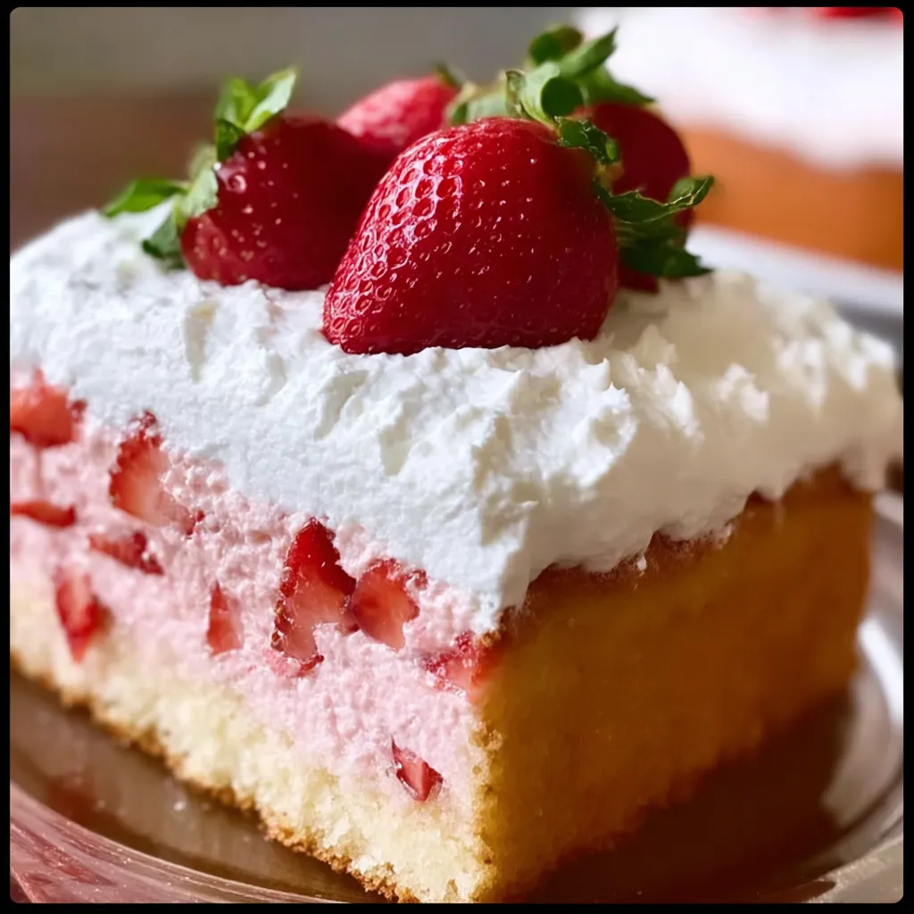 Fluffy Strawberry Cloud Cake with Just Three Simple Ingredients and Fresh Berries - secondary view