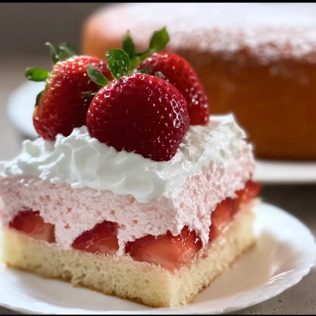 Fluffy Strawberry Cloud Cake with Just Three Simple Ingredients and Fresh Berries - tertiary view