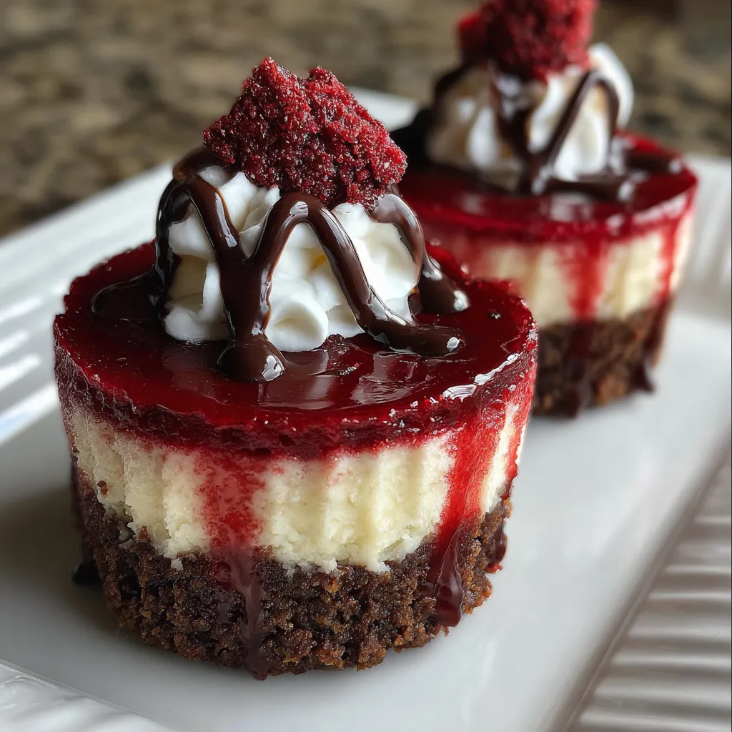 Ultimate Mini Red Velvet Cheesecakes with Cream Cheese Frosting and Oreo Crust - main view