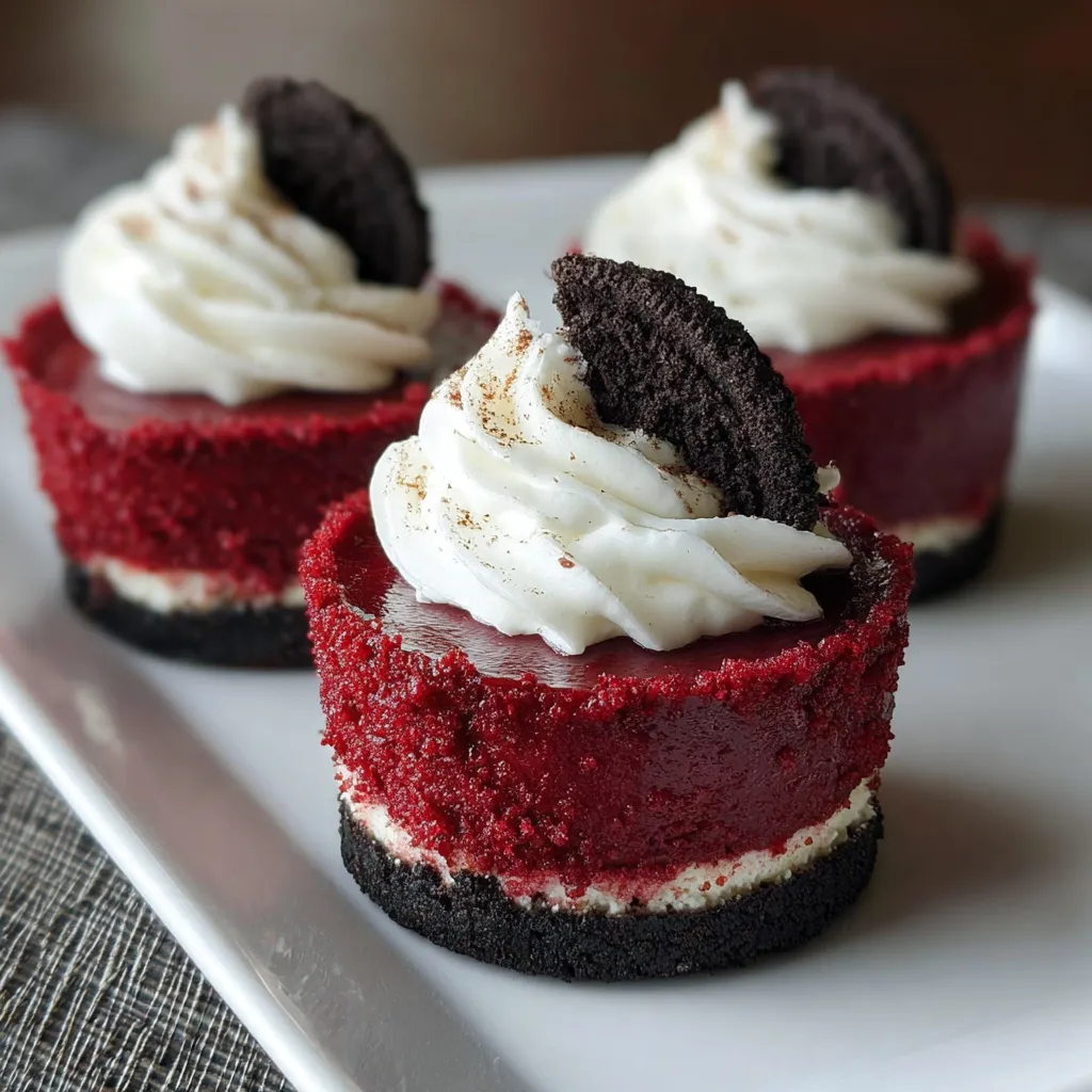 Ultimate Mini Red Velvet Cheesecakes with Cream Cheese Frosting and Oreo Crust - secondary view