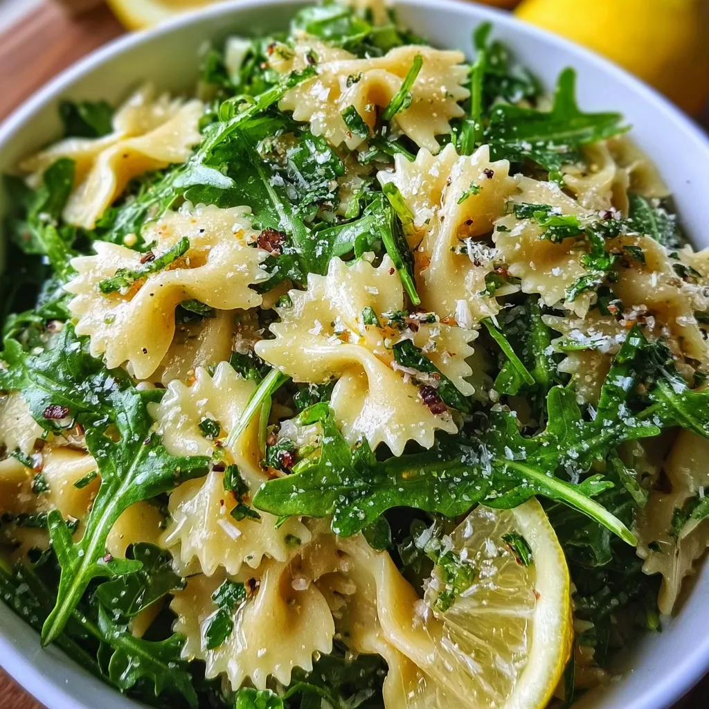 Bright and Zesty Lemon Arugula Pasta Salad with Fresh Herbs and Parmesan - tertiary view