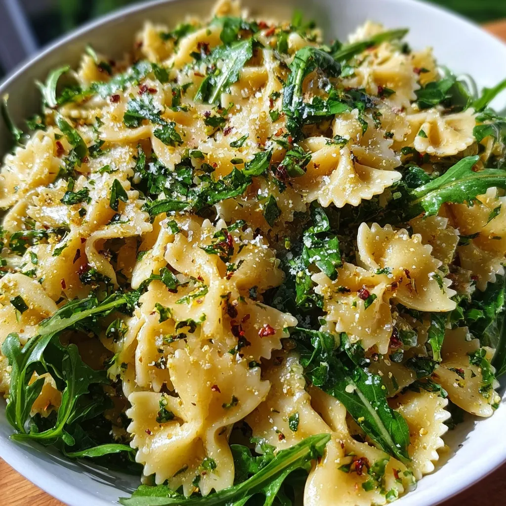 Bright and Zesty Lemon Arugula Pasta Salad with Fresh Herbs and Parmesan - main view