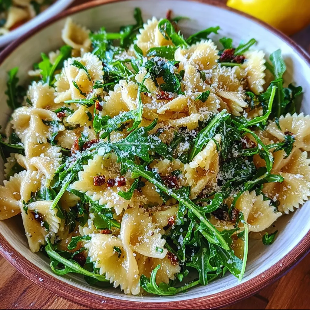 Bright and Zesty Lemon Arugula Pasta Salad with Fresh Herbs and Parmesan - secondary view