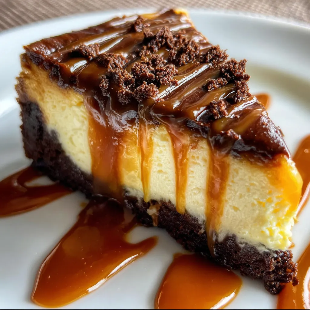 Ultimate Caramel Brownie Cheesecake with Rich Chocolate Layers and Salted Caramel - secondary view