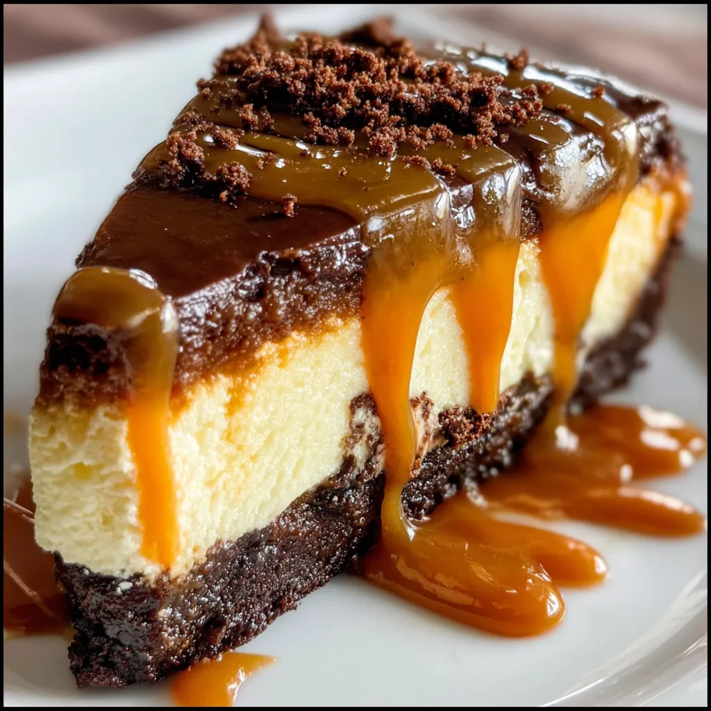 Ultimate Caramel Brownie Cheesecake with Rich Chocolate Layers and Salted Caramel - main view