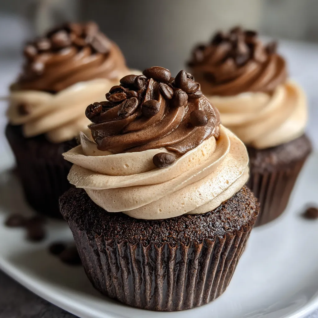 Chocolate Coffee Cream Cupcakes - Decadent Mocha-Inspired Treats with Espresso Buttercream - tertiary view