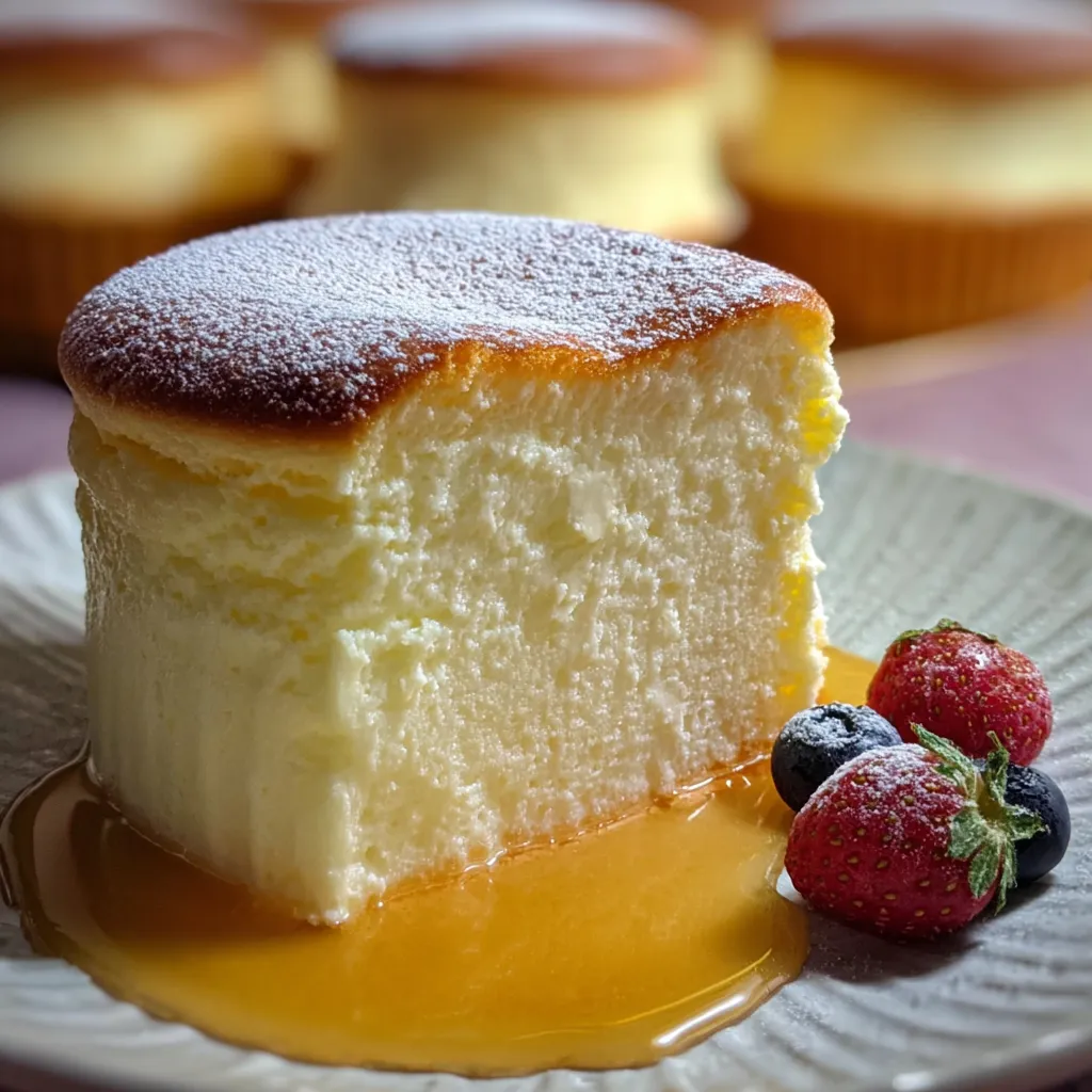 Fluffy Japanese Cotton Cheesecake Cupcakes - Light, Jiggly Cloud-Like Dessert Perfection - main view
