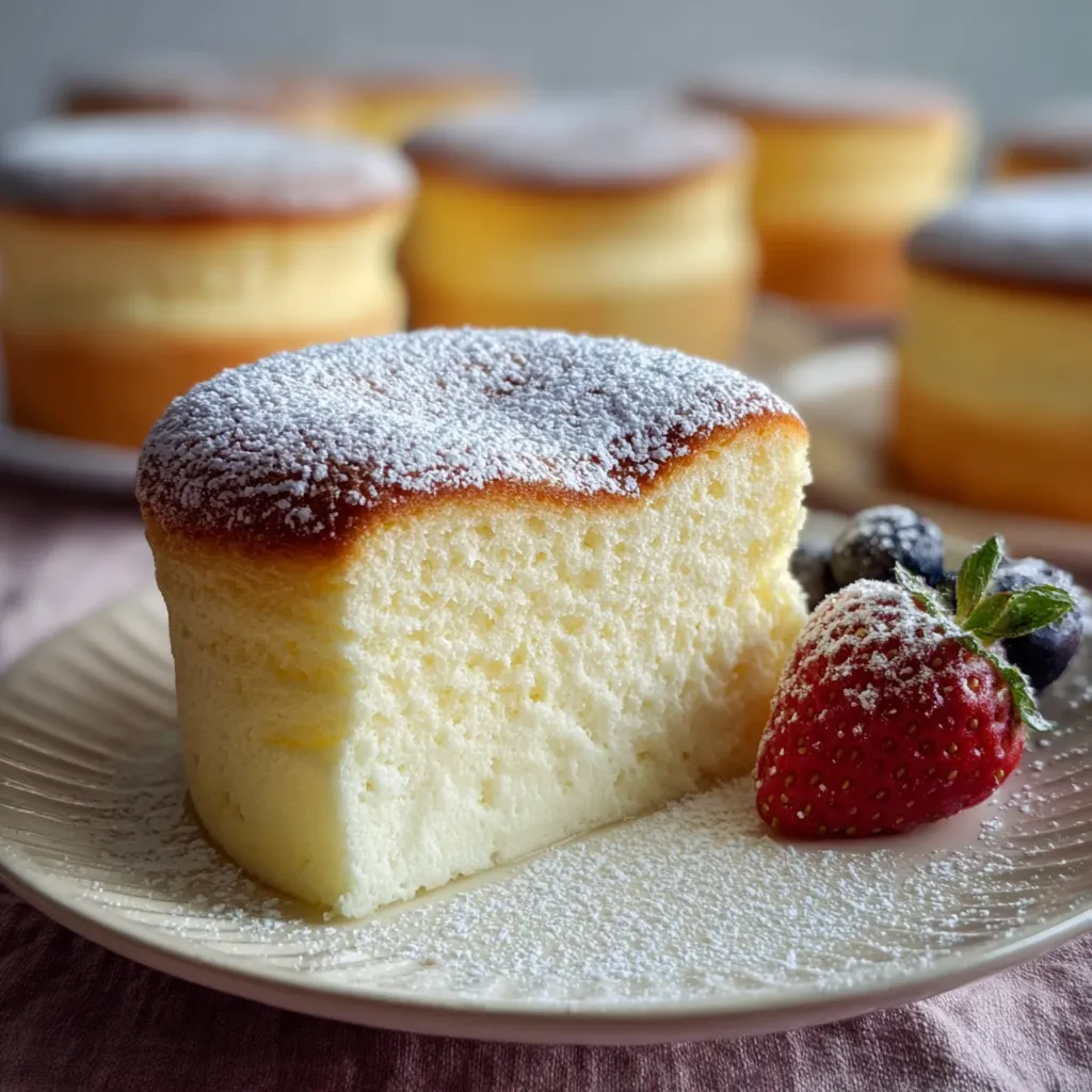 Fluffy Japanese Cotton Cheesecake Cupcakes - Light, Jiggly Cloud-Like Dessert Perfection - secondary view