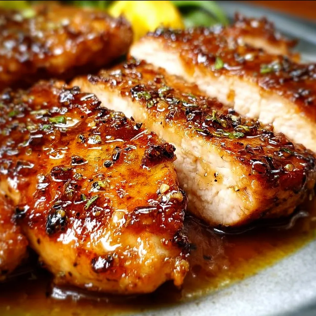 Succulent Honey Garlic Glazed Pork Chops with Caramelized Sweet Sauce - secondary view