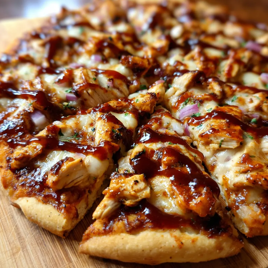 Ultimate Smoky BBQ Halal Chicken Pizza with Caramelized Onions and Fresh Herbs - secondary view