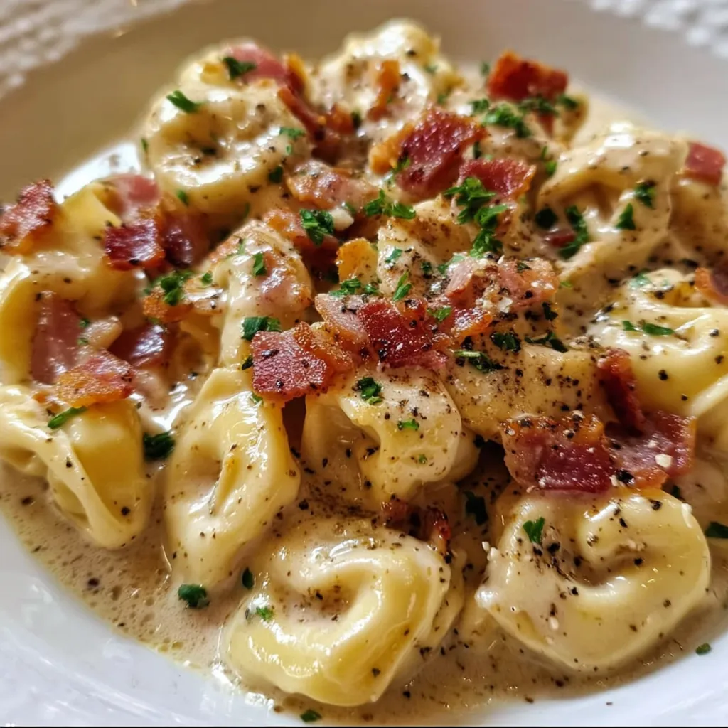 Creamy Tortellini Carbonara with Pancetta, Parmesan, and Fresh Herbs - tertiary view