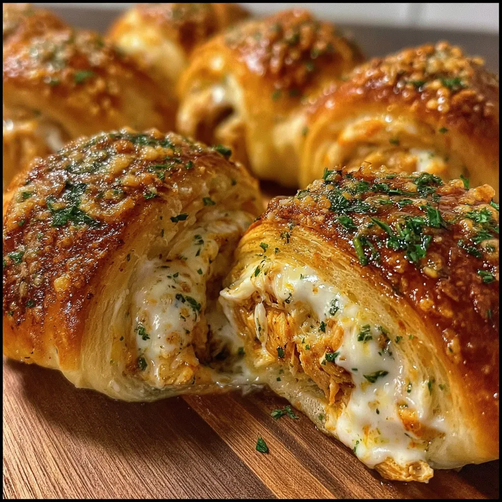 Creamy Garlic Herb Chicken Crescent Rolls with Savory Filling and Golden Pastry