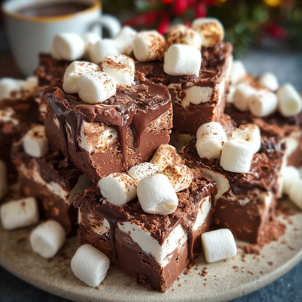 Decadent Hot Chocolate Marshmallow Fudge with Rich Chocolate Ganache Drizzle - secondary view