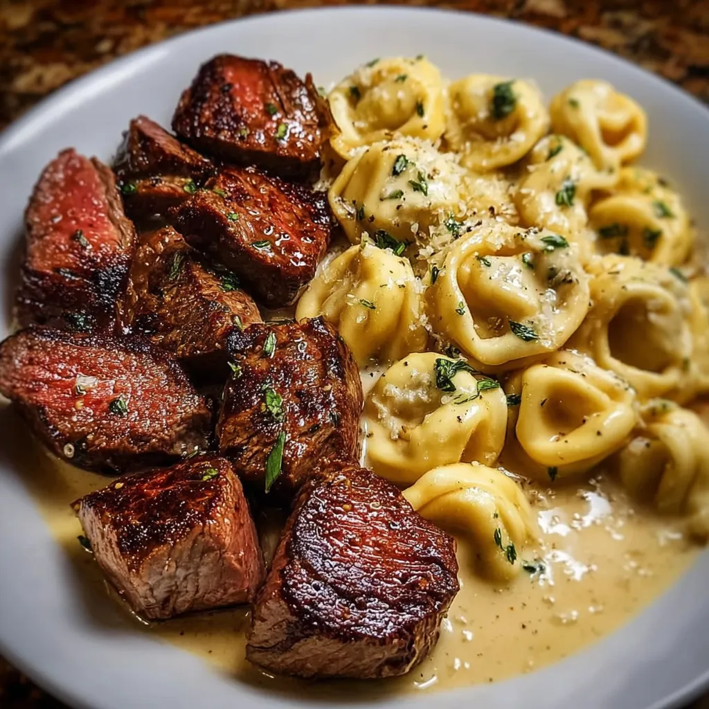 Buttery Steak Tortellini with Garlic Herb Sauce and Parmesan - tertiary view