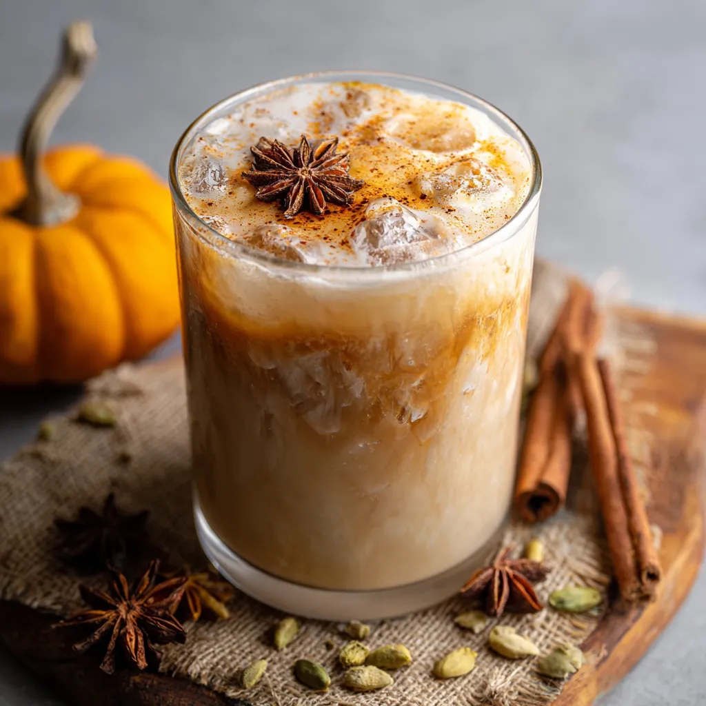 Iced Pumpkin Cream Chai Tea Latte - Perfect Starbucks Copycat Recipe at Home - secondary view
