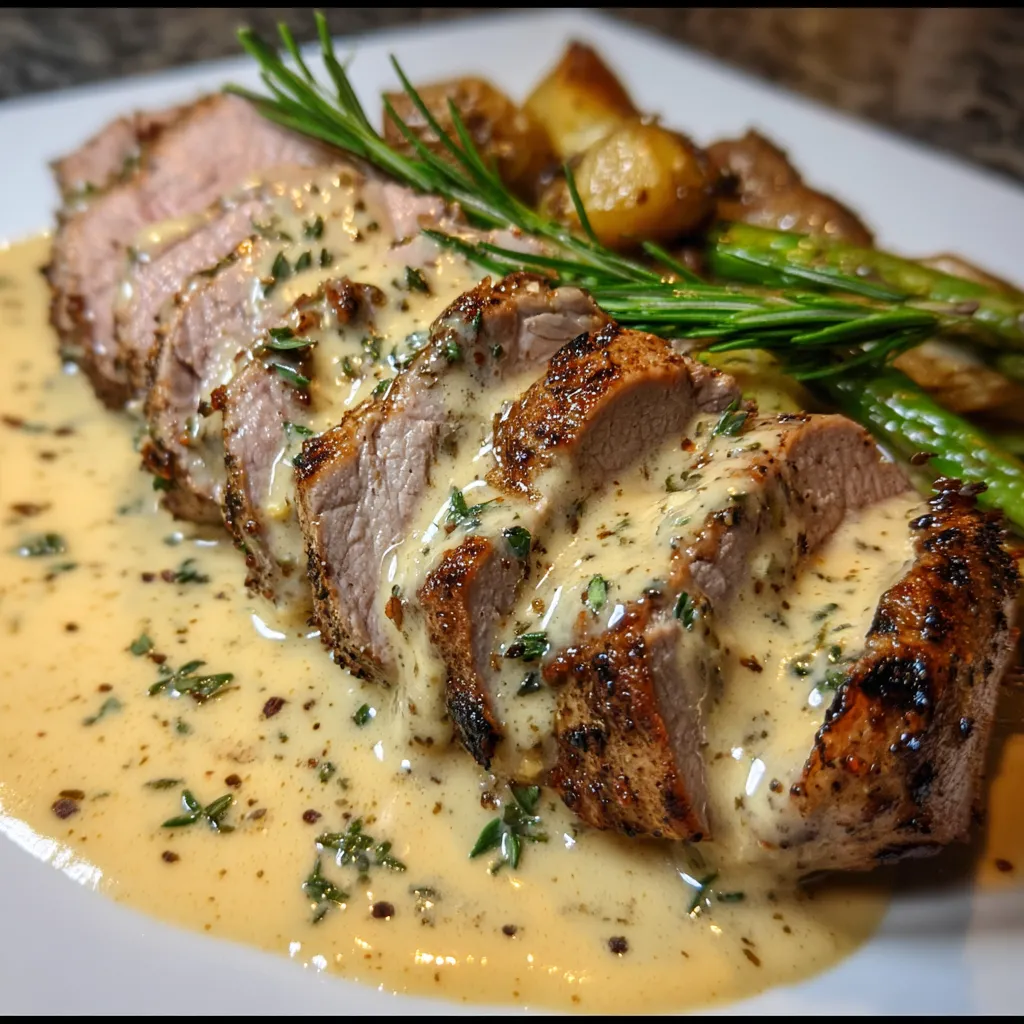Best-Ever Pork Tenderloin with Rich Dijon Cream Sauce and Herb Crust - secondary view