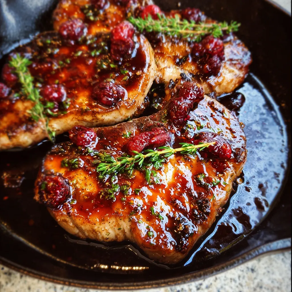 Succulent Raspberry Balsamic Glazed Pork Chops with Herb Seasoning