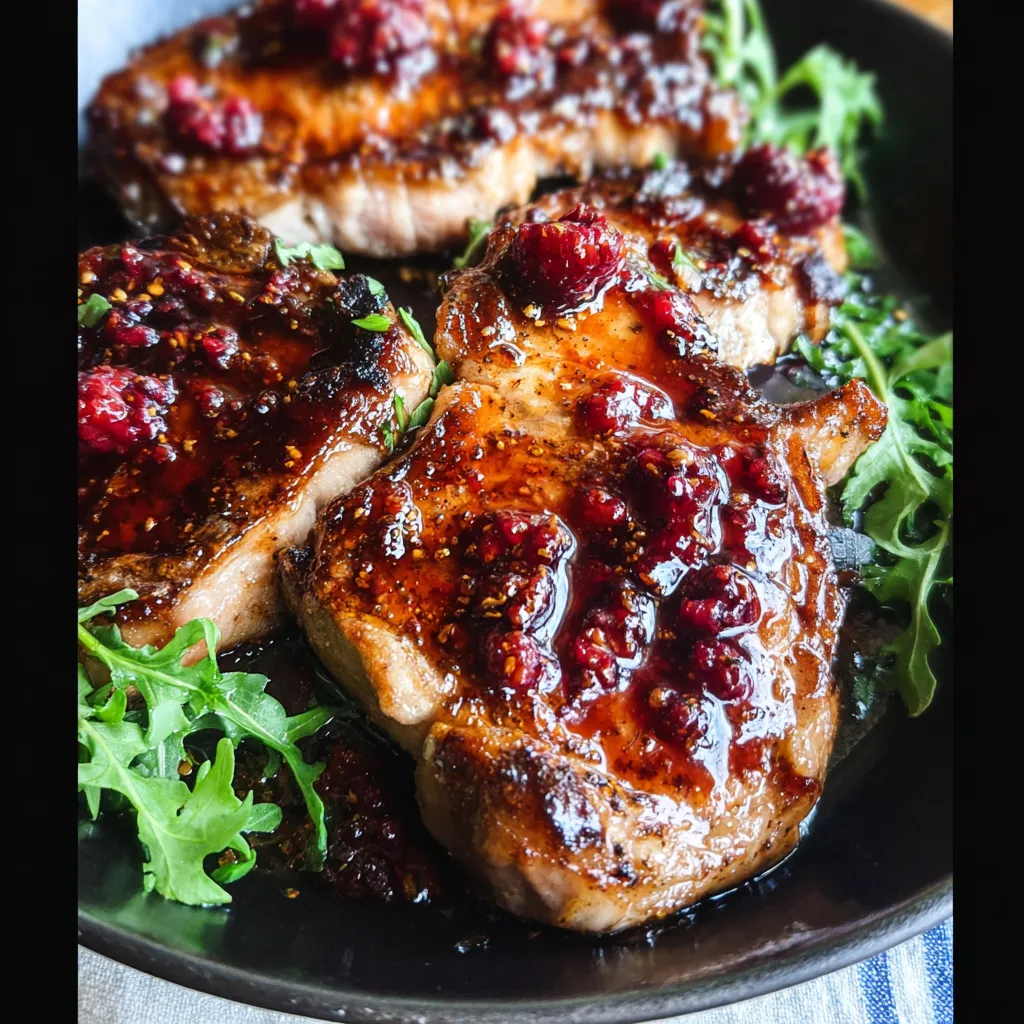 Succulent Raspberry Balsamic Glazed Pork Chops with Herb Seasoning - tertiary view