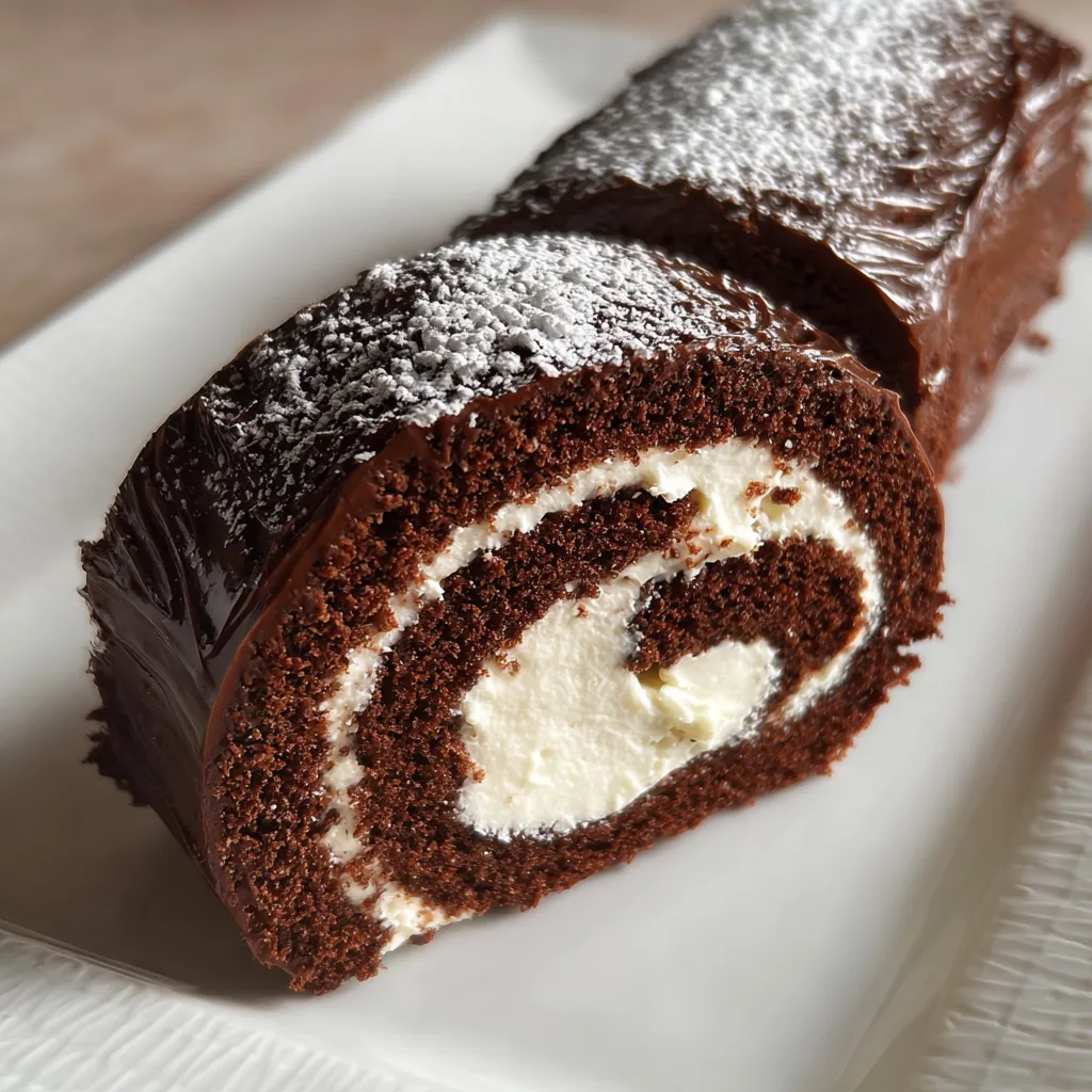 Decadent Chocolate Cake Roll with Silky Cream Filling - A Showstopping Dessert Made Simple - main view