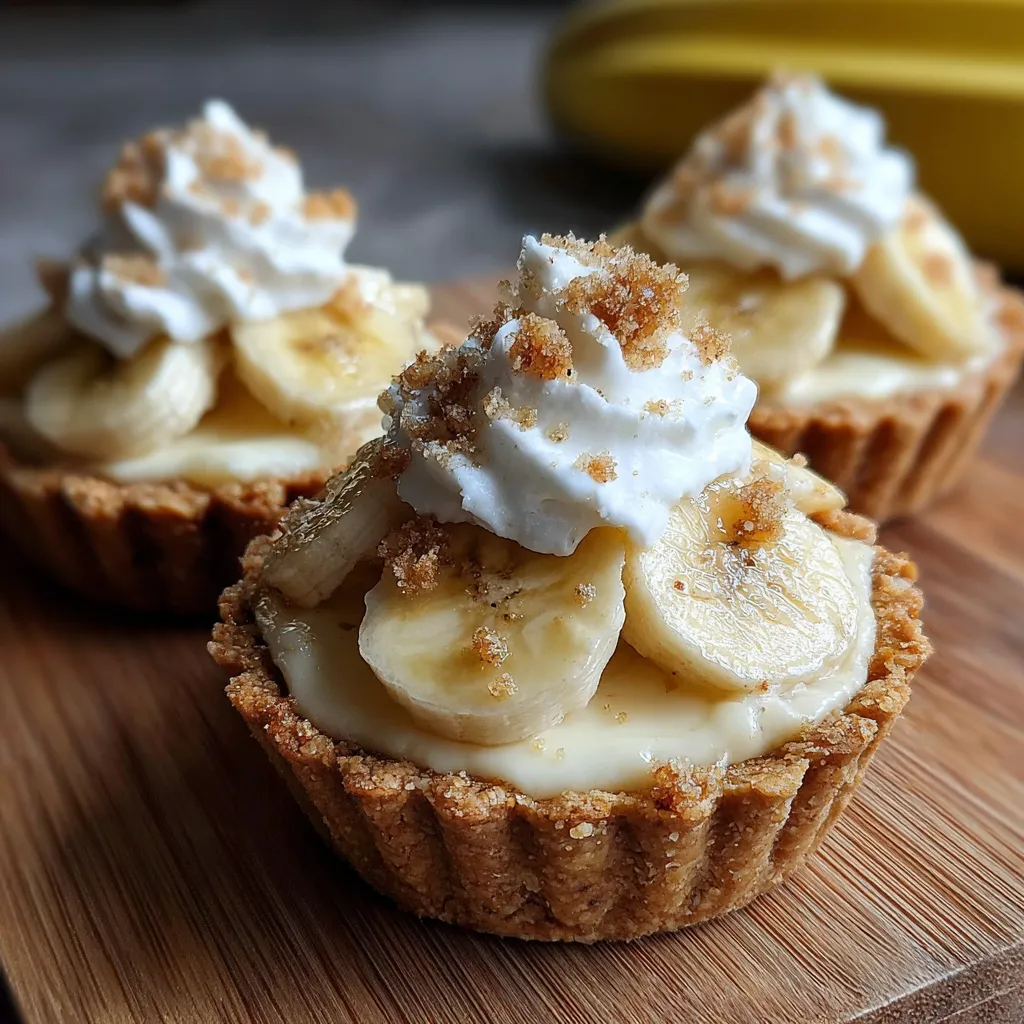 Delicious No-Bake Mini Banana Cream Pies with Graham Cracker Crusts - tertiary view