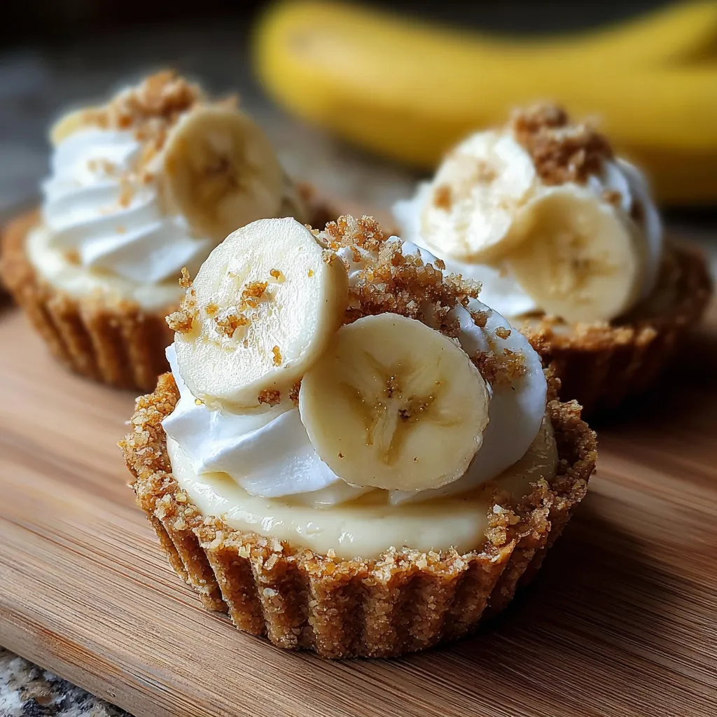 Delicious No-Bake Mini Banana Cream Pies with Graham Cracker Crusts - secondary view