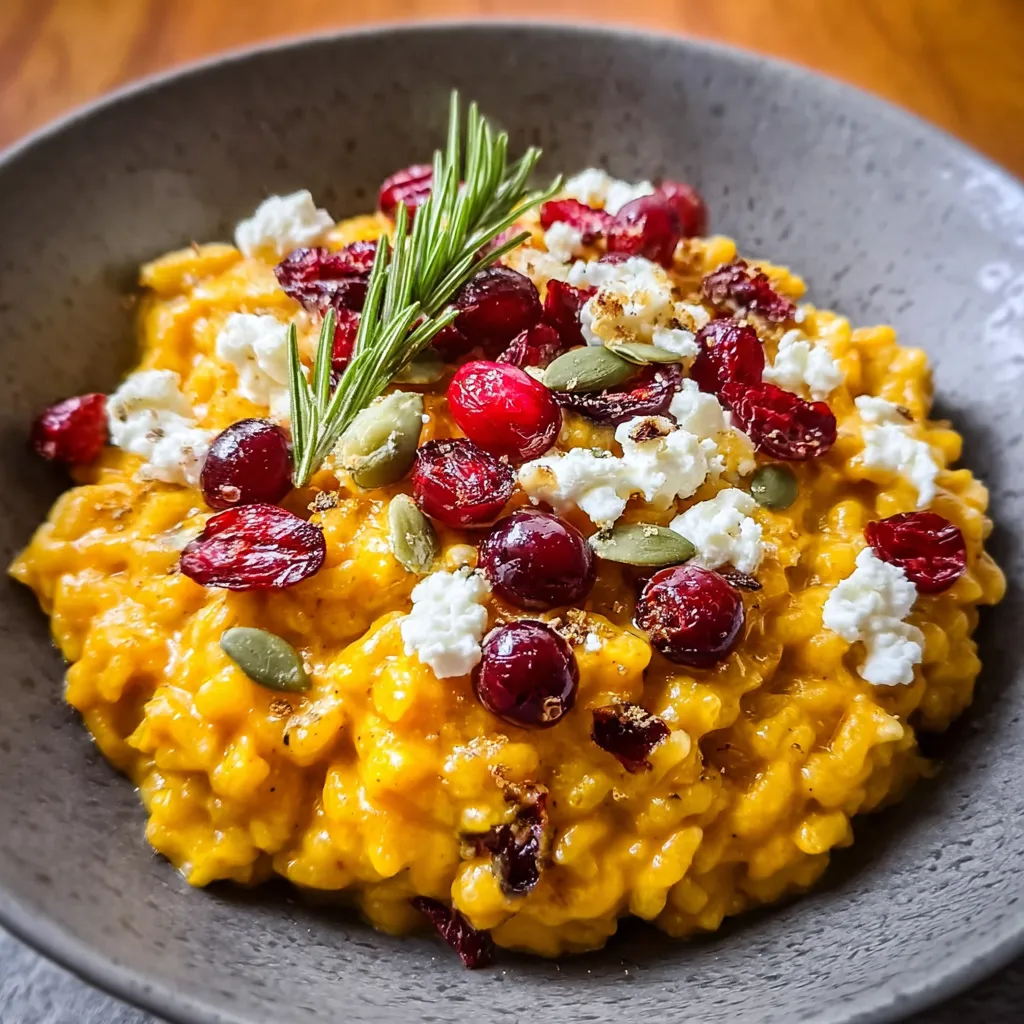 Creamy Baked Pumpkin Risotto with Tangy Goat Cheese and Dried Cranberries - secondary view