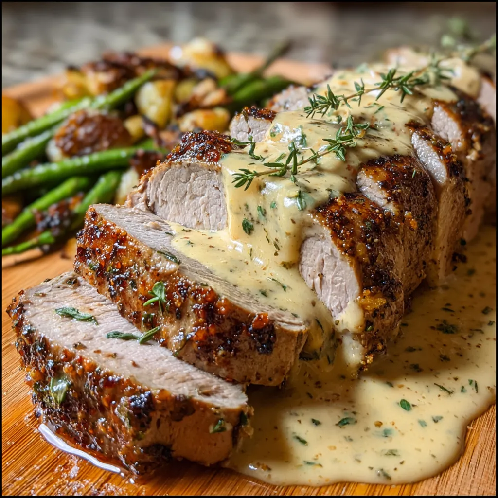 Best-Ever Pork Tenderloin with Rich Dijon Cream Sauce and Herb Crust