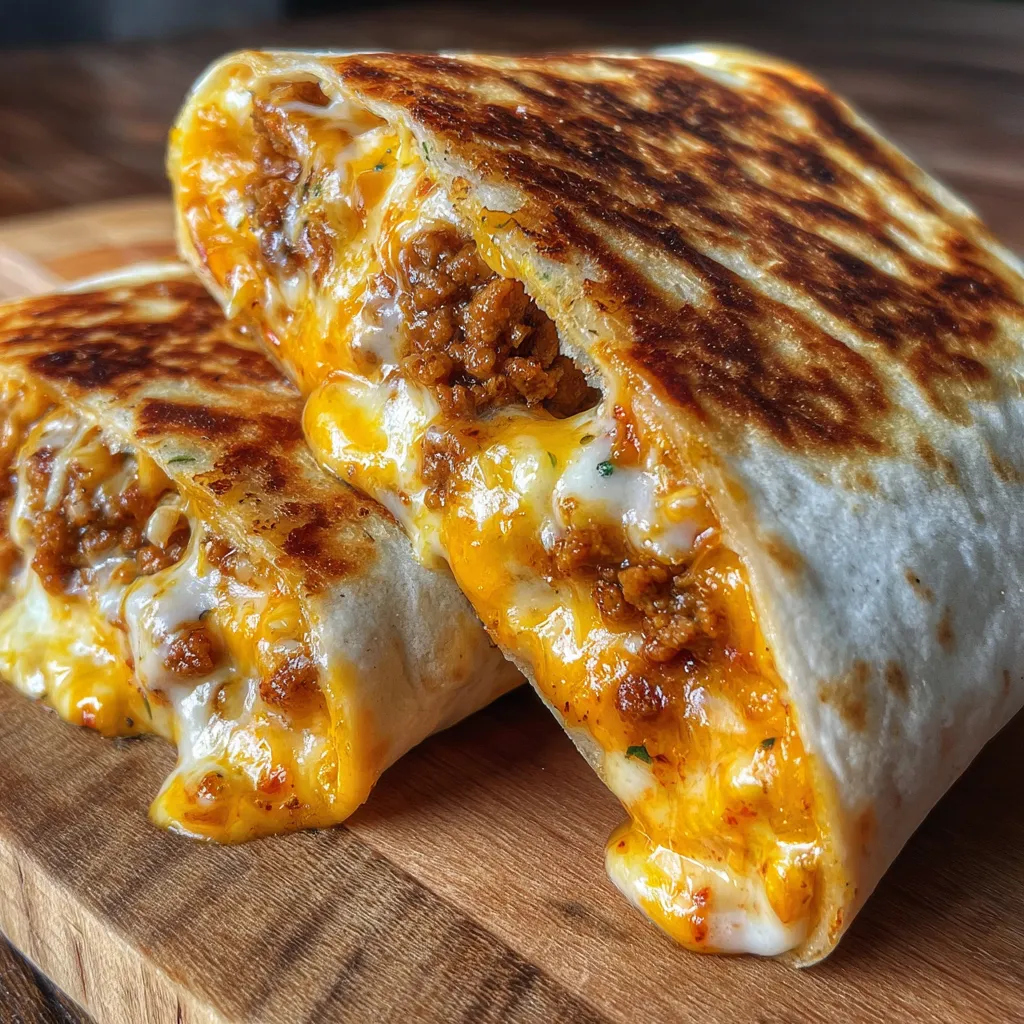 Ultimate Easy Grilled Cheese Burrito with Melted Cheddar and Golden Tortilla - main view