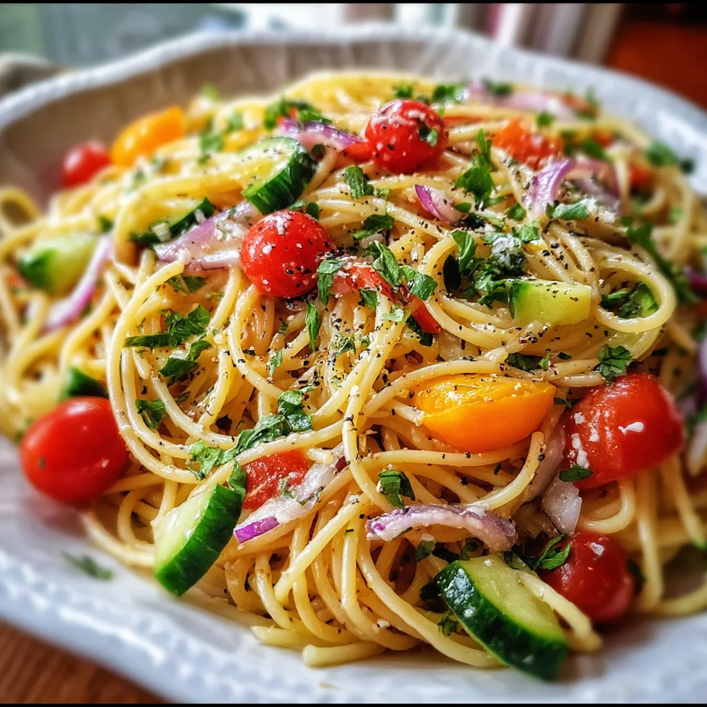 Classic Spaghetti Salad with Zesty Italian Dressing and Fresh Vegetables - main view