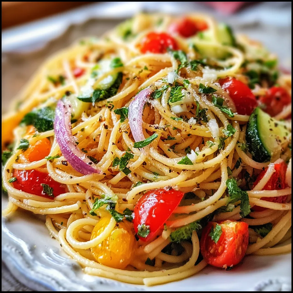 Classic Spaghetti Salad with Zesty Italian Dressing and Fresh Vegetables - secondary view