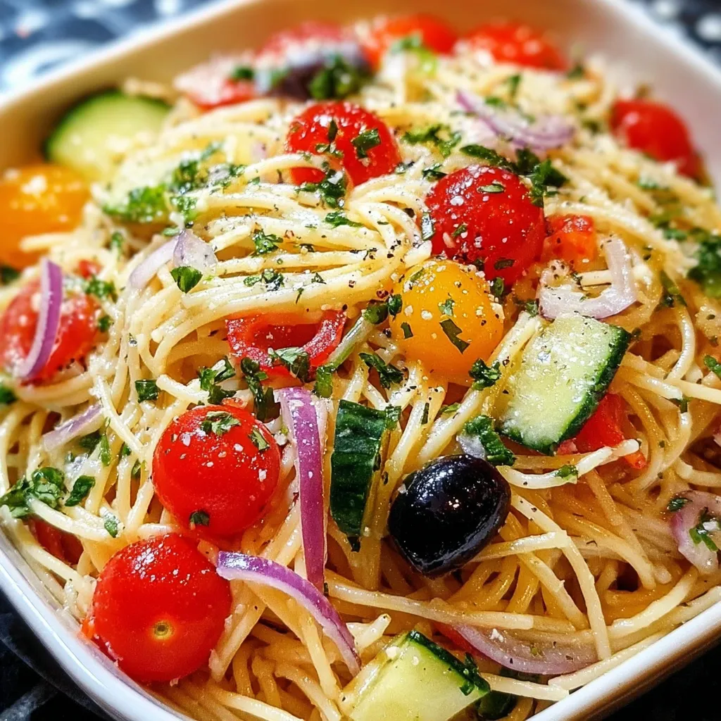 Classic Spaghetti Salad with Zesty Italian Dressing and Fresh Vegetables - tertiary view